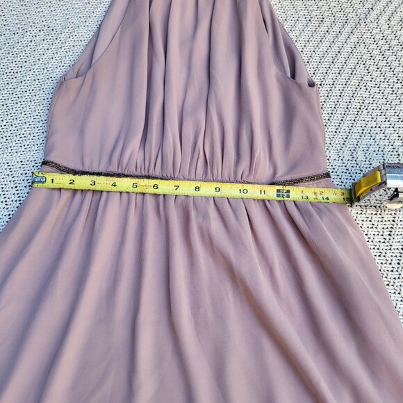 Chiffon Cocktail Dress with Beaded Neck and Waist Accents Size 10 - Picture 7 of 11